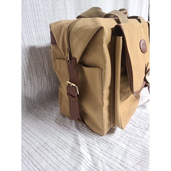 VTG Polo Ralph Lauren Shoulder Laptop Messenger Bag Leather Straps Canvas - Picture 4 of 10